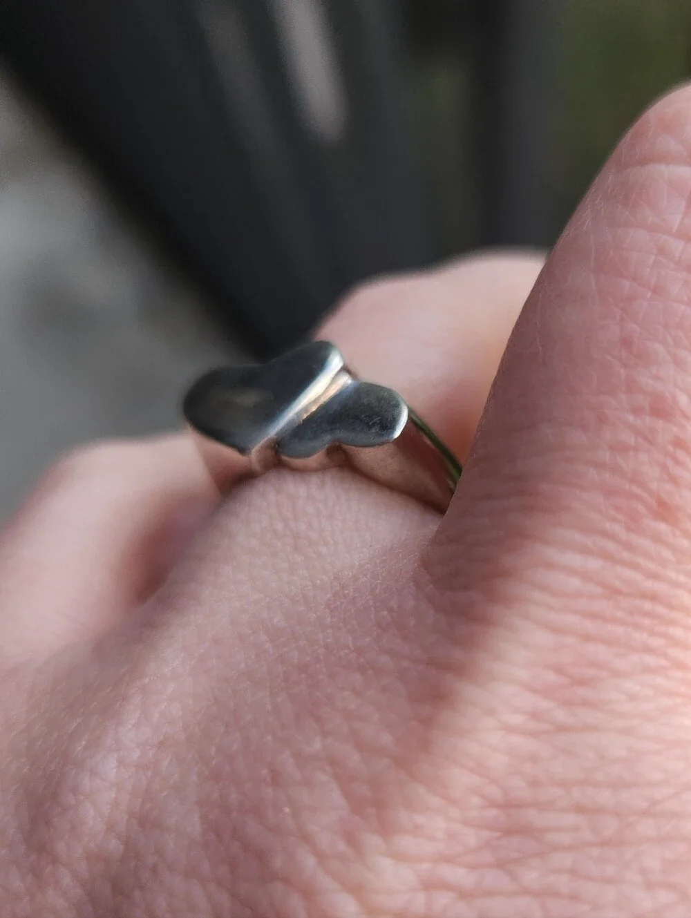 Handmade Sterling Silver 925 Vintage Double Heart Ring Size 7